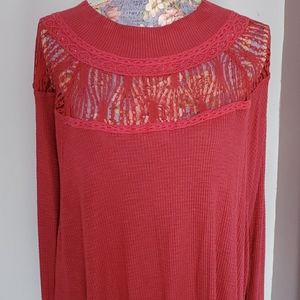 Free people Dusty Rose tunic top crochet small